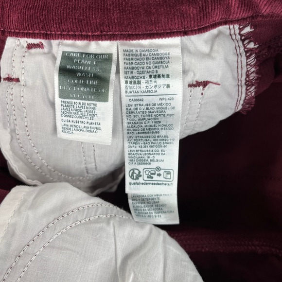 Levis 725 Bootcut High Rise Pants Women 26(25X29) Candy Apple Red Corduroy - Picture 12 of 13